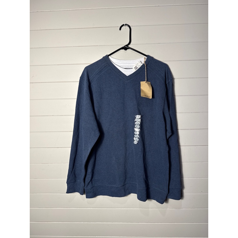Method Mens V-Neck Pullover Sweater Navy Blue‎ Waffle Knit Size Medium NWT